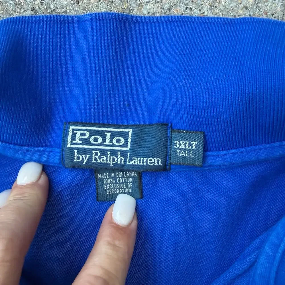 Y2K Polo Ralph Lauren Royal Blue Chartreuse Logo Short Sleeve Polo Shirt 3XLT
